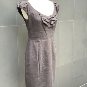 Classic Gray Dress with Ruffled Cap Sleeves